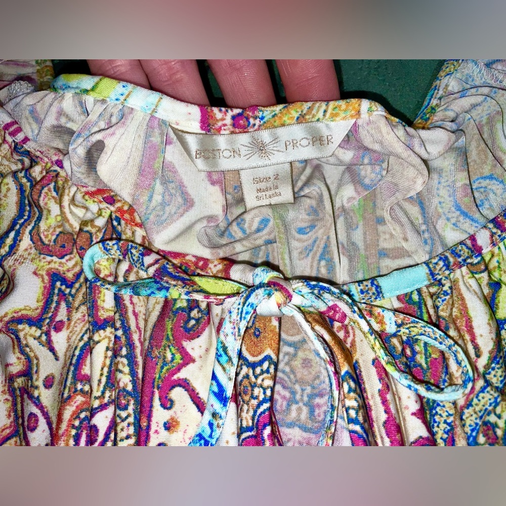 BOSTON PROPER Rainbow Paisley Bell-Sleeve Dress, size 2, LIKE NEW - Picture 5 of 9